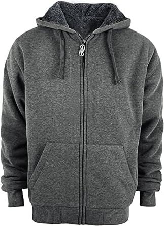 Men's Zip Up Hoodie Heavyweight Winter Sweatshirt Fleece Sherpa Lined Warm Jacket