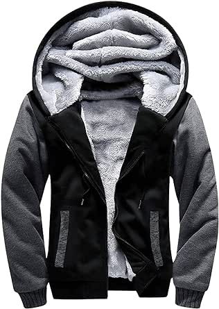 JACKETOWN Hoodies for Men Heavyweight Full Zip Up Fleece Sweatshirt Sherpa Lined Coat