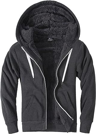 Little Beauty Fleece Hoodies for Men Winter Thick Jackets Sherpa Lined Zip Up Sweatshirt 2023 Upgrade Fabric